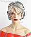 SEVENCOLORS Short Grey Wigs for White Women Layered Mixed Silver Curly Wigs with White Bangs Grandma Synthetic Hair Gray Wigs for Older Women