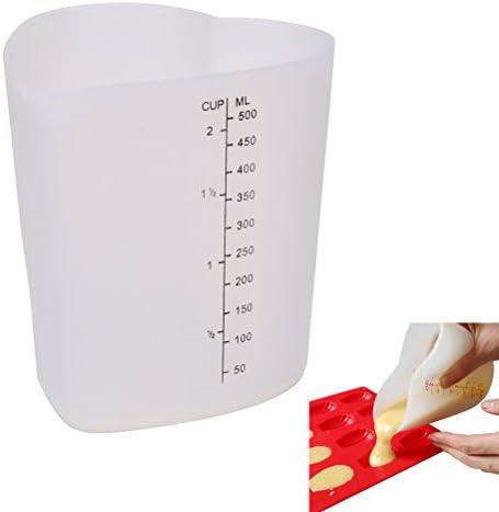 2-Cup Silicone Measuring Cup, Heart shape Stir and Pour Flexible Measuring Beaker
