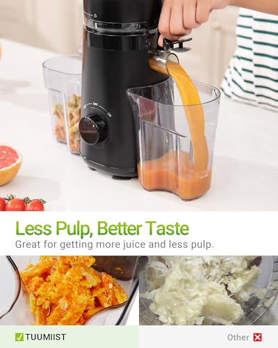 Juicer Machine, Cold Press Juicer with 5.8" Large Feed Chute, 300W Masticating Slow Juicer with High Juice Yield, Juice Maker for Fruits and Veggies, Easy to Clean, BPA-Free, Black