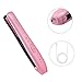 HATTEKER Cordless Mini Hair Straightener USB Charging and Portable Hair Straightening Irons & Flat Iron with Ceramic Tourmaline Ionic Curling Iron Travel Size for All Hair Types and Kids-Pink