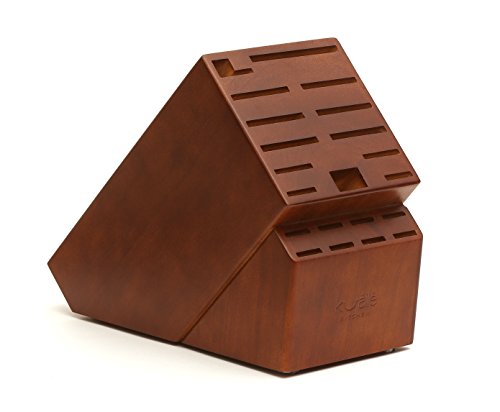 21 Slot Universal Solid Wood Kitchen Knife Storage Block (Walnut Stained Hardwood) Without Knives - Thumbnail 4