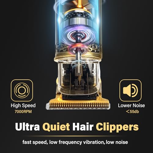 Professional Hair Clippers with LED Display, Electric T Blade Hair Trimmer with 9 Guide Combs Cordless Rechargeable Zero Gapped Electric Shavers for Men, Hair Cutting Kit for Barbers and Stylists