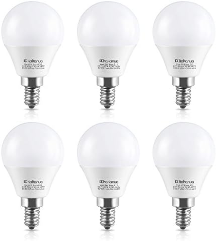 E12 LED Bulbs 5W Kakanuo Candelabra Light Bulbs 50W Equivalent, Daylight White 5000K Non-dimmable for Chandelier,Ceiling Fan 6-Pack
