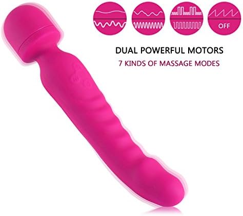 Wireless Waterproof Handheld Wand Massager with Heating Mode - Medical Silicone,USB Rechargeable,Powerful but Quiet.(Rose Red)