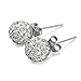 Jstyle Stainless Steel Cubic Zirconia Necklace for Women Ball Stud Earrings Jewelry Set Elegant Silver-Tone