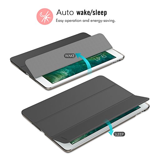 MoKo iPad 2017 9.7 Inch Case - Slim Lightweight Smart-shell Stand Cover with Translucent Frosted Back Protector for Apple New iPad 9.7" 2017 Release Tablet, Space GRAY (Auto Wake / Sleep)