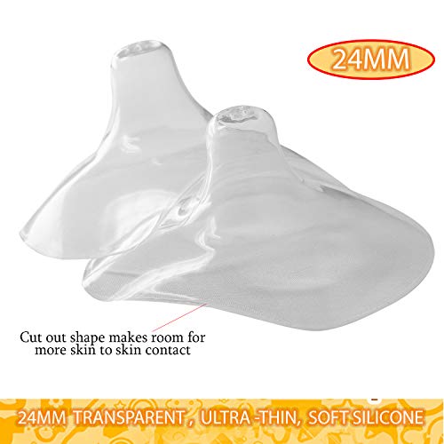 24mm Nippleshield with Carrying Case | Pack of 6-4 Nipple Shields with 2 Storage Cases | Breast Feeding Essentials - Protects Sore Nipples | Latch Assist for Flat or Inverted Nipples