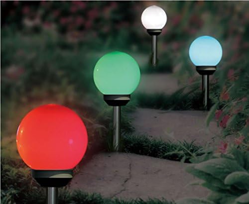 Obell Multifunctional Solar Garden Ball Lights LED RGB Color Changing Lights Outdoor Solar Lights Waterproof For Yard Patio Pathway Lawn Driveway (Black-4 pack)
