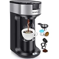 Coffee Maker Brewer - MOSFiATA 1000W 2 in 1 Single Serve Electric Coffee Pot for Ground Coffee and K-cup, 2 Function Modes (Coffee & Tea), 14 OZ (420ml) with Reusable Capsules Pod and Automatic Shut-Off, ETL and FDA Certified, Press 2 Buttons at the Same Time for 3 Seconds to Clean