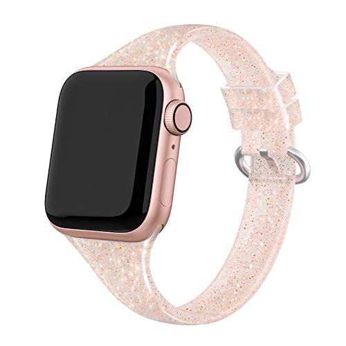 SWEES Sport Band Compatible with iWatch 38mm 40mm 42mm 44mm, Shiny