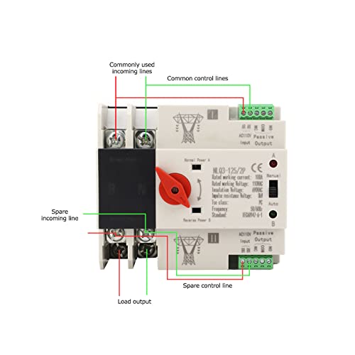 ZAWELIYO Interruptor de Transferencia Automática de Doble Potencia de 110V 100A con PC y Contactos Plateados Interruptor de de Transferencia de Generador P ATS para Montaje, PZ30