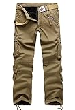 GUSER Men's Fashion Thick Lined Cold Weather Warm Straight Army Cargo Pants