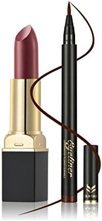 RIUDA 1PC Waterproof Eyeliner Pen Line + 1PC Lipstick - Fashionable Colors/ Long Lasting for Professional Salon, Wedding, Parties &amp; Home use