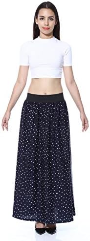 Hiya Women's Royal Crepe Printed Long Skirt - A-LINE Skirt (self Design