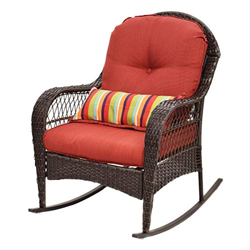 COLIBROX–Outdoor Wicker Rocking Chair Porch Deck Rocker Patio Furniture w/ Cushion New Die ...