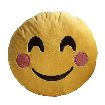 Bees Bliss Smiley Thick Plush Pillow Round Cushion Pillow Stuffed /Gift for Kids/for Birthday Gift -30CM , Yellow (Blush Smiley)