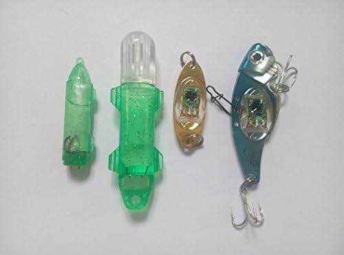 Underwater Fish Attraction Lamp Set Fish Bait LED Flashing Light Kit Fish Shape Diamond Tubular Style Light Deep Drop Fishing Fish Lure Light for Saltwater/Freshwater