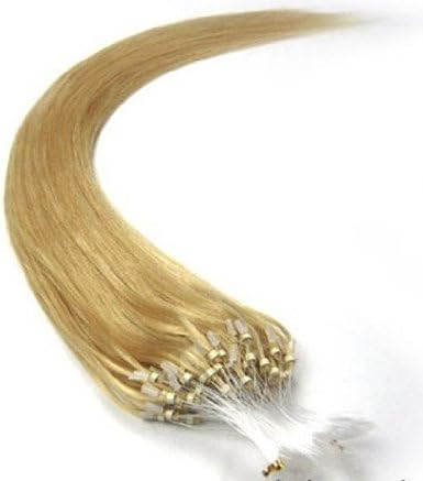 100s 16'' 18'' 20'' 22'' 24'' 26'' Loops Micro Rings Beads Tipped Remy Human Hair Extensions Straight 10 Colors in Women Beauty Style (18inch 0.5g/s 100s each pake, 24 golden blonde)