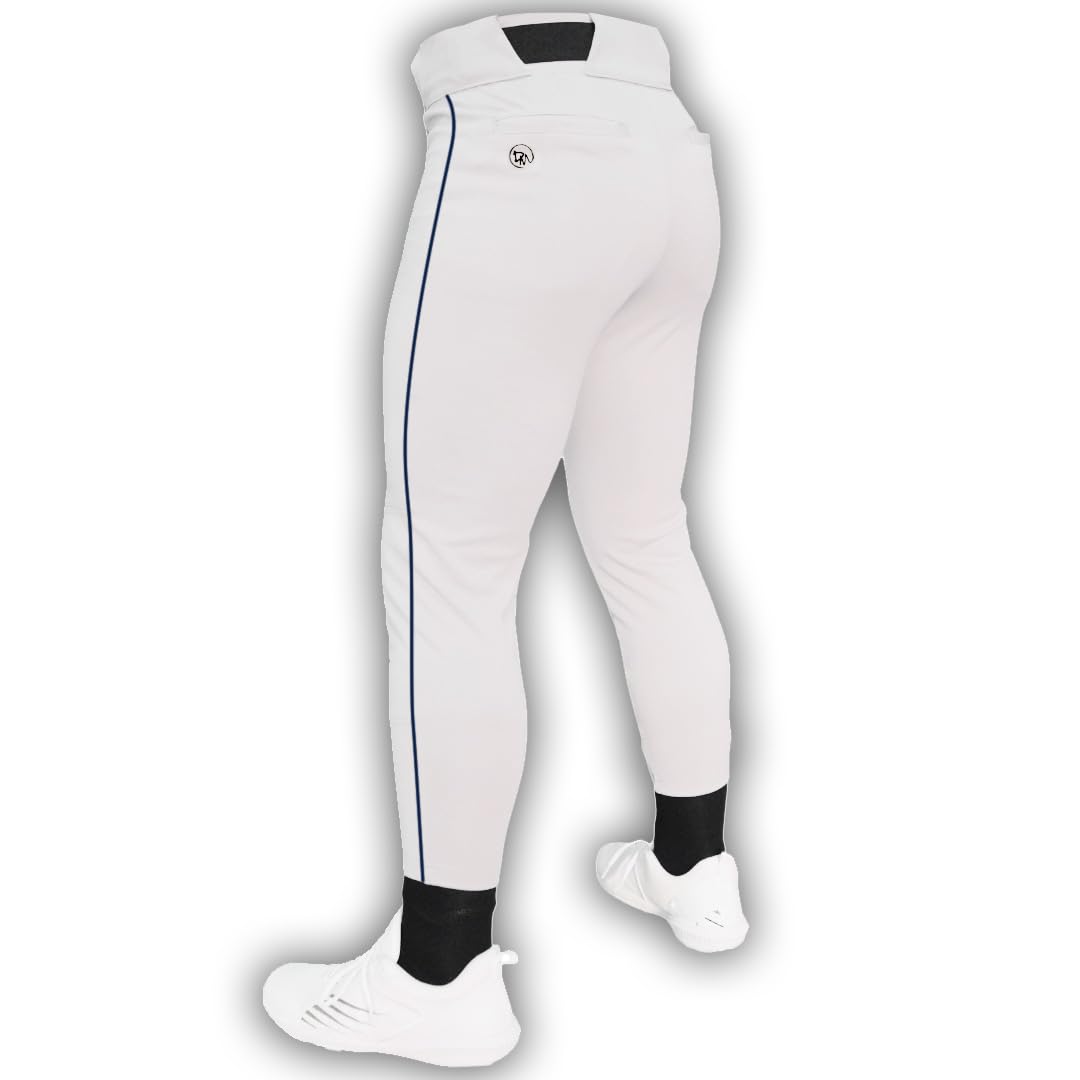 Photo 1 of Dirty Mids - Piped Collection Baseball Pants - White Pant/Black Piping - XL