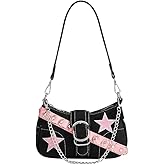 MJFSGYO Cute Y2k Purse for Women, Star Embroidery Pattern with Chain Strap Shoulder Bag, Goth Style Cute Mini Purse
