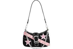 MJFSGYO Cute Y2k Purse for Women, Star Embroidery Pattern with Chain Strap Shoulder Bag, Goth Style Cute Mini Purse