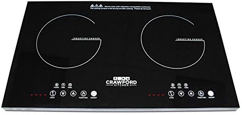 NEW - True Induction - IMPROVED MODEL 2019 - Crawford Kitchen TI-2C PRO - Cooktop Double Burner, Energy Efficient | Portable Countertop Design & Easy To Clean | New Touch Panel Controls (Double)