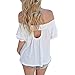 Sunward(TM) Women Off Shoulder Short Sleeve Casual Shirt (Small, White)