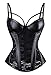Charmian Women's Steampunk Gothic Lace Corset Bustier Faux Leather Bra Lingerie