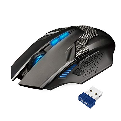 TECKNET Wireless Gaming Mouse, 2.4GHz Wireless Gaming Mouse with 8 Buttons, 4800 DPI, Ergonomic Gaming Mouse with Nano Receiver for PC/Mac/Laptop, Black