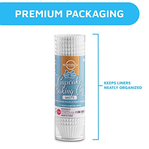 MontoPack Mini White Cupcake Liners 500 Paper Baking Cups