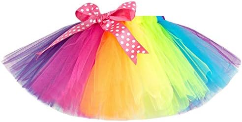 Lazzboy Girls Tutu Tulle Ballet Skirt Multicolour Rainbow Princess Dress-up Dancewear for 3-9 Years Costume Party Kids