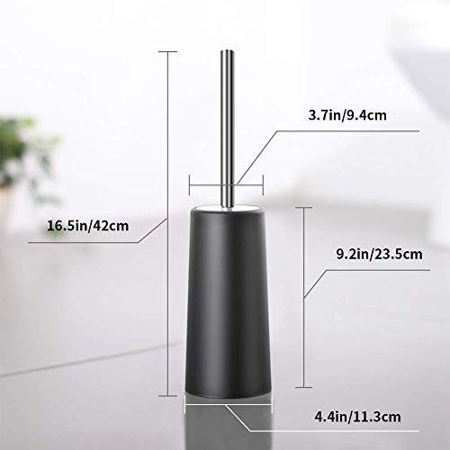HOMTOYOU Toilet Brush and Holder Stainless Steel, Length Handle Toilet Bowl Brush Scrubber Set with Durable Bristles and Sturdy Stand for Toilet and Bathroom (White and Black 2 Pack) - Thumbnail 6
