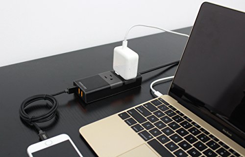 COZOO Aluminum 2 Outlet Travel Power Strip with USB Charger(3-Port Smart, 20W/4.0A) and 4.5ft Cord Made of Fire-Proof PC & Aluminum - Thumbnail 5