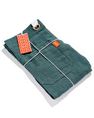 Caldo Linen Kitchen Apron - Mens and Womens Linen Bib Apron - Adjustable with Pockets (Spruce)