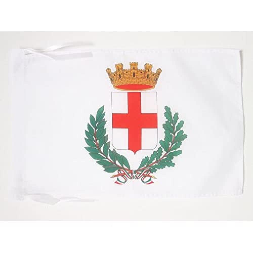 AZ FLAG - City of Milan coat of arms Flag - 18'' x 12'' - 100% Polyester Milano Small Banner with Two Cords - Fade Resistant - Vivid Colors - 18x12 in - 45x30 Cm