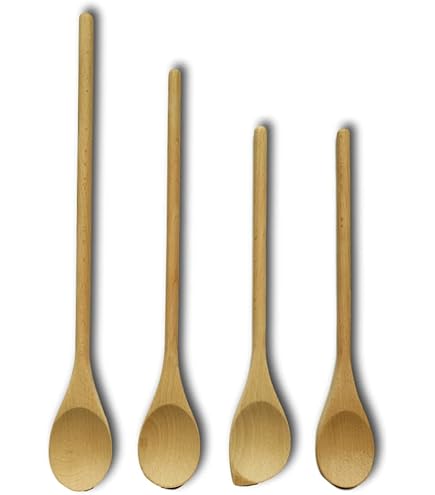 Ensemble De 2 Cuillères En Bois Biseautée Avec Un Trou Manche Inox 34