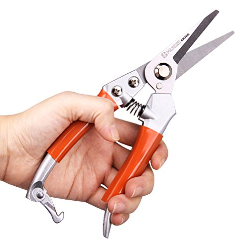 Pruning Shears Sharp Steel Garden Pruner 8" Straight Head Garden Pruning Shears for Branches / Flowers / Hiking / Camping