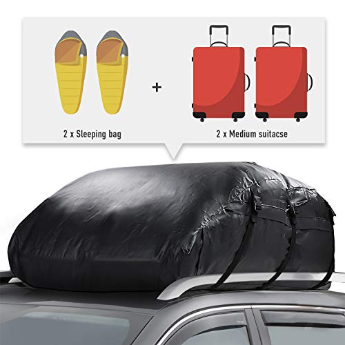 Waterproof PVC Vehicle Soft-Shell Carriers Car Roof Bag Cargo Storage Rooftop Luggage for Any Car Van or SUV/with Straps(20 Cubic Feet)