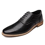 OUOUVALLEY Men's Brogue Oxford Modern Lace Up Leather Lined Dress Shoes