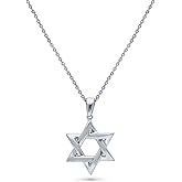 BERRICLE Sterling Silver Star of David Pendant Necklace for Women Men Unisex, Cubic Zirconia CZ 18 inch