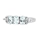 BL Jewelry Sterling Silver Genuine Natural Aquamarine & White Topaz Three Stone Ring (1 1/5 CT.T.W)