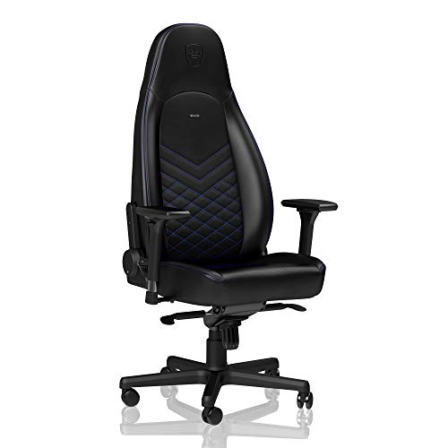 noblechairs ICON Gaming Chair - Office Chair - Desk Chair - PU Faux Leather - Ergonomic - Cold Foam Upholstery - 330 lbs - Racing Seat Design - Black/Blue