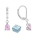 Buyless Fashion Hypoallergenic Surgical Steel Leverback Earring with Dangle Teardrop CZ Stud-EDGTRDPNK
