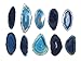 Zentron Crystals Colorful Set of 12 Polished Agate Slices in Velvet Bag (Blue)