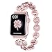 Secbolt Stainless Steel Bands Compatible Apple Watch Band 38mm 40mm iWatch Series 6, Series 5, Series 4, Series 3, Series 2, Series 1, SE, Shamrock Link with Diamond Women Girls, Rose Gold