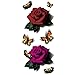 TAFLY Waterproof 3d Red Butterfly Rose Flower Sticker Tattoo Foil Decal Body Art Fake Tattoos