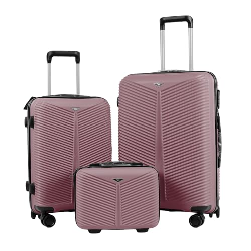 Kit 3 Mala e Frasqueira De Viagem 14 20 24 Polegadas 10Kg e 23Kg Bordo Despacho P4 (Roxo Escuro)