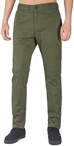 THE AWOKEN Mens Business Casual Pants Chino Trousers Straight Styles Black (Army Green, M)