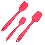 GuteKüchen Flexible Silicone Spatulas Set | 3 Pieces Professional Non-Stick Heat Resistant Baking Spoon, 2 Large & 1 Small | Essential Cooking Gadget and Bakeware Tool