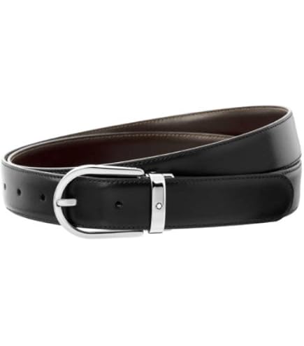 Montblanc 111080 Reversible Black/Brown Belt with Horseshoe Pin